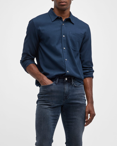 Shop Frame Men's Brushed Cotton Shirt In Midnight Blue
