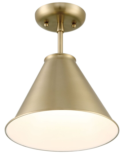 Shop Lumanity Lincoln Tapered Metal 11in Antique Brass Semi-flush Mount Ceiling Light In Gold