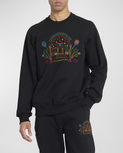 Shop Casablanca Men's Multicolor Temple Embroidered Sweatshirt In Rainbow Crayon Te