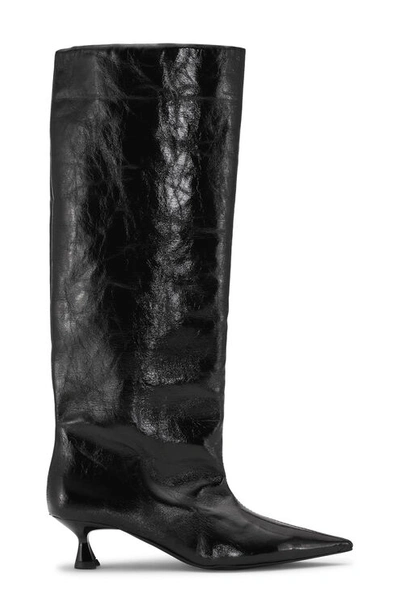 Shop Ganni Soft Slouchy High Shaft Boots In Black
