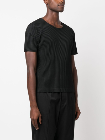 Shop Issey Miyake Pleated T-shirt In Black