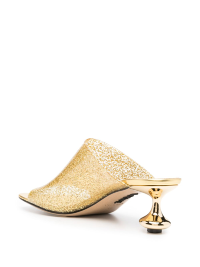 Shop Loewe Toy Pvc Glitter Heel Mules In Gold