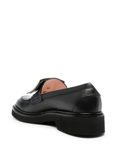 Shop Roger Vivier Viv Ranger Leather Loafers In Black