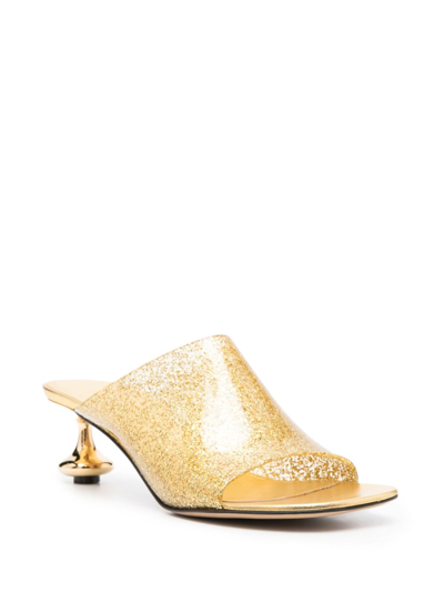 Shop Loewe Toy Pvc Glitter Heel Mules In Gold