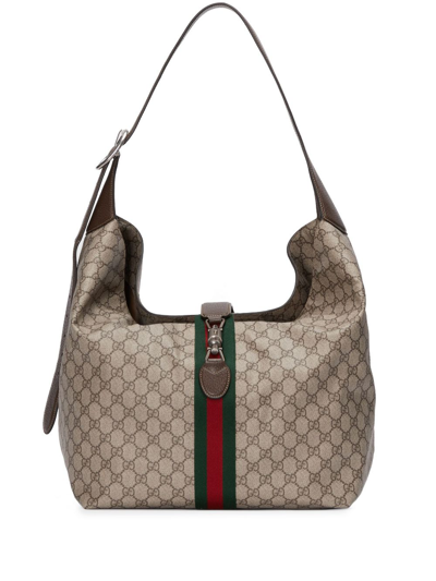 Shop Gucci Jackie 1961 Gg Supreme Shoulder Bag In Beige