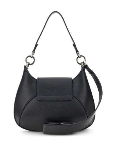 Shop Hogan H-bag Hobo Mini Leather Shoulder Bag In Black