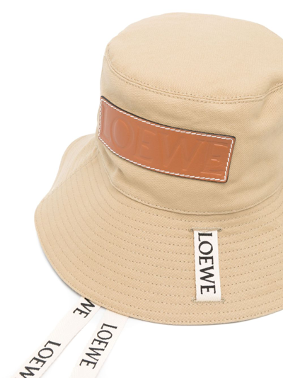 Shop Loewe Logo Bucket Hat In Beige