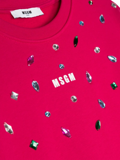Shop Msgm Logo-print Crystal-embellished Dress In Pink