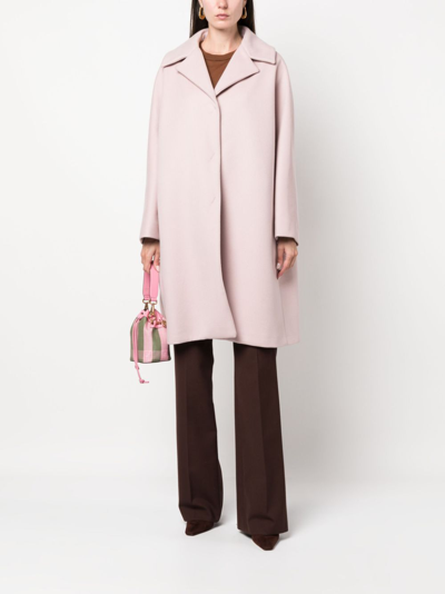 Herno Single-breasted Wool-blend Coat In Pink