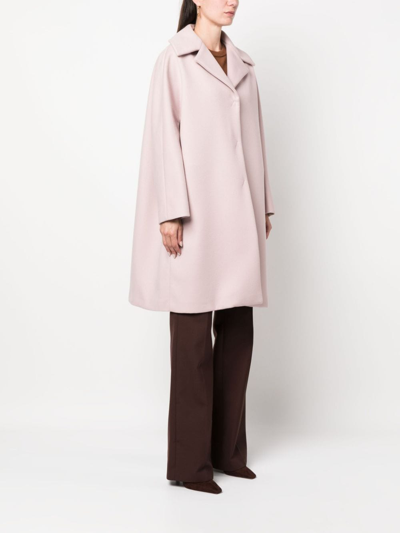 Herno Single-breasted Wool-blend Coat In Pink