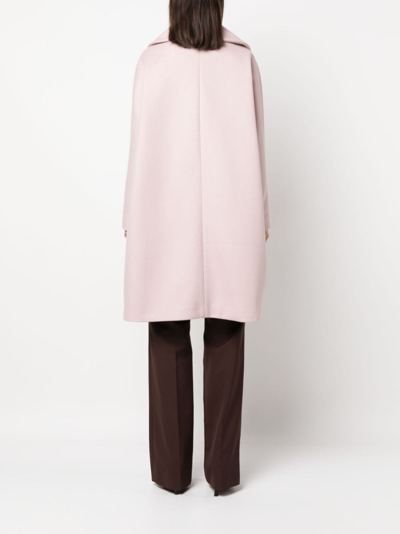 Herno Single-breasted Wool-blend Coat In Pink