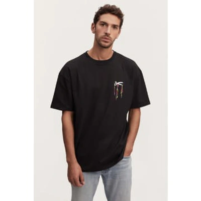 Shop Denham The Jeanmaker Drip Boxy Fit T Shirt Black