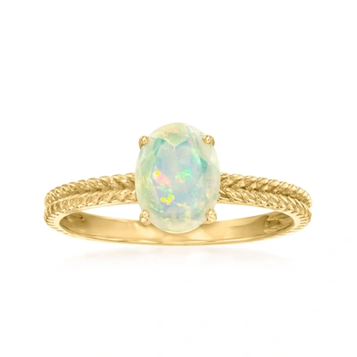 Shop Canaria Fine Jewelry Canaria Opal Twisted Shank Ring In 10kt Yellow Gold In Blue