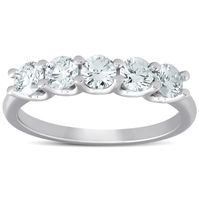Pompeii3 1 Ct Five Stone Ex3 Lab Grown Diamond Wedding Ring 14k White Gold Ex3 Lab Grown In Multi