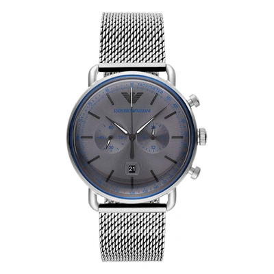 Shop Emporio Armani Steel Chronograph Men's Watch In Silver