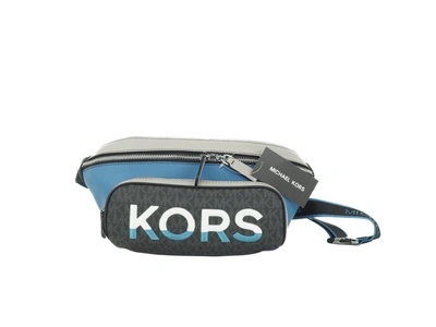 Michael Kors Cooper Large Blue Multi Leather Embroide Logo Utility Belt Women's Bag In Multi