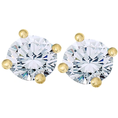 Pompeii3 Vvs 2 Ct 14k Yellow Gold Moissanite Screw Back Studs 6mm In Multi