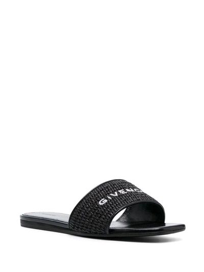 Shop Givenchy 4g Leather Flat Sandals In Black