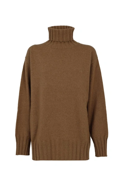 Shop Malo Sweater Over High Neck In Brown