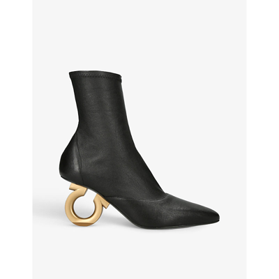 Ferragamo Leather Bootie In Black