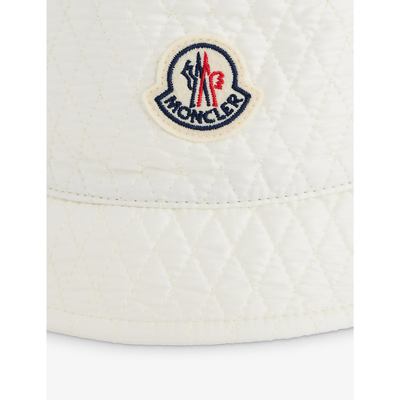 Shop Moncler Women's White Brand-appliqué Shell Bucket Hat
