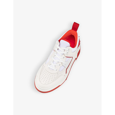 Shop Christian Louboutin Women's Astroloubi Studded Leather Low-top Trainers In White/loubi