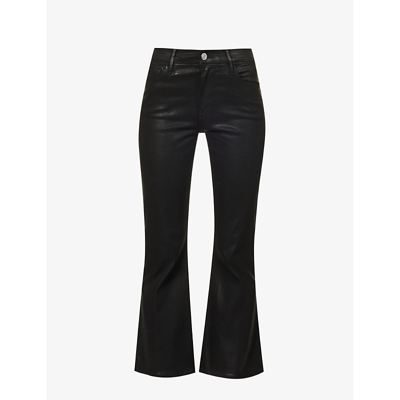 Shop Frame Women's Noir Coated Le Crop Mini Flare Flared-leg Mid-rise Jeans