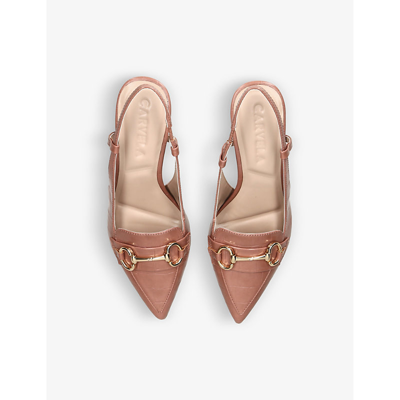 Shop Carvela Women's Blush Snatched Croc-embossed Faux-heeled Courts