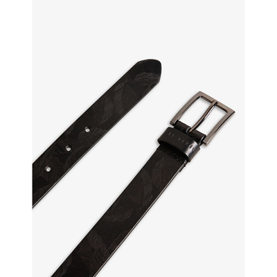 Shop Ted Baker Men's Black Whyatt Laser-etched Leather Belt