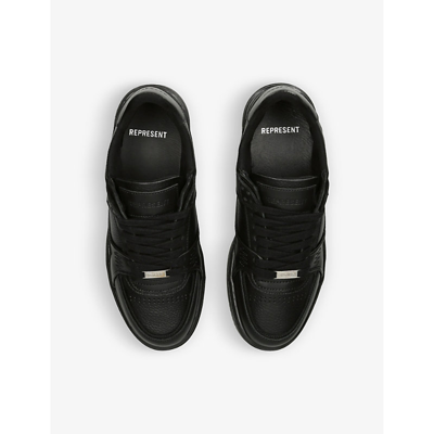 Shop Represent Men's Black Apex Panelled Grained-leather Low-top Trainers