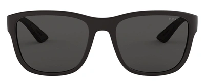 Shop Prada 01us Rectangle Sunglasses In Grey