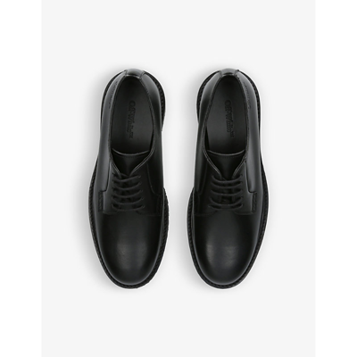 Shop Off-white Military Brand-print Leather Derby Shoes In Black