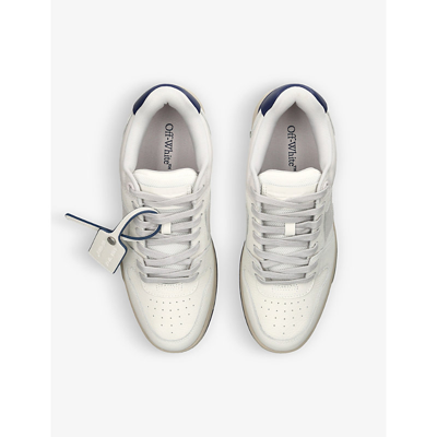 Off-white Out Of Office Brand-embroidered Leather Low-top Trainers In White/navy