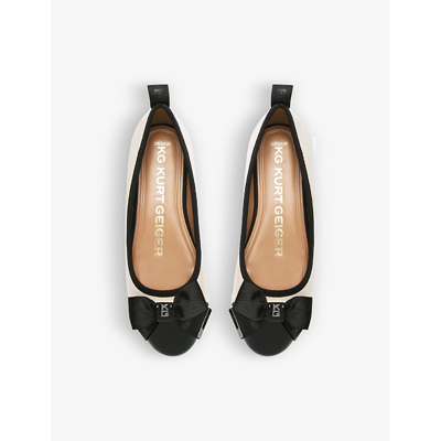 Kg Kurt Geiger Womens Bone Megan Bow-embellished Faux-leather Flat Courts In Bone