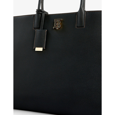 Shop Burberry Frances Medium Leather Top-handle Bag In Black