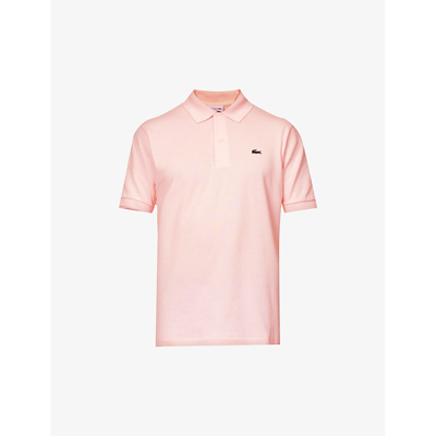 Shop Lacoste Men's Pale Pink Essentials Logo-embroidered Cotton-piqué Polo Shirt