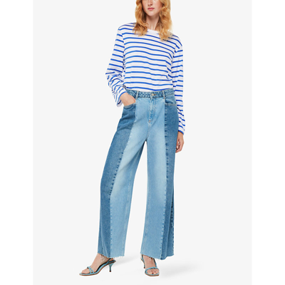 Whistles Womens Multi-coloured Relaxed Fit Striped Cotton-jersey Top In Multi-coloured