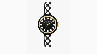 Shop Kate Spade Park Row Dot Silicone Watch In Black