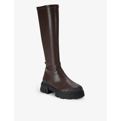 Shop Kg Kurt Geiger Womens Brown Trekker Sock Chunky-sole Rubber Knee-high Boots