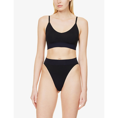 Sloggi Womens Black Ever Infused Padded-cup Stretch-woven Bralette In Black