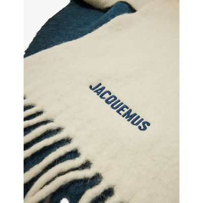 Shop Jacquemus Women's Multi-navy L'echarpe Moisson Alpaca Wool-blend Scarf
