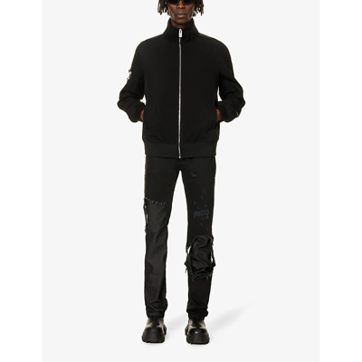 Shop Alyx 1017  9sm Men's Black Buckle-embellished Funnel-neck Stretch-woven Jacket