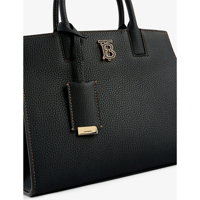 Shop Burberry Frances Mini Leather Top-handle Bag In Black