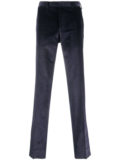 Shop Canali Corduroy Straight-leg Trousers In Blue