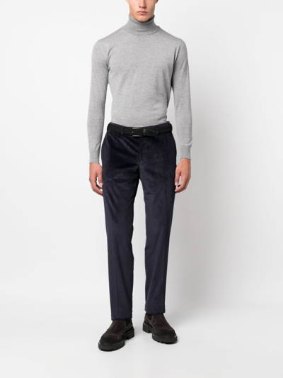 Shop Canali Corduroy Straight-leg Trousers In Blue