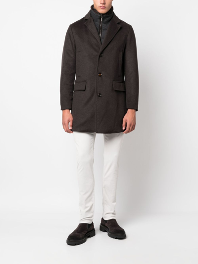 Shop Moorer Single-breasted Notched Coat In Brown