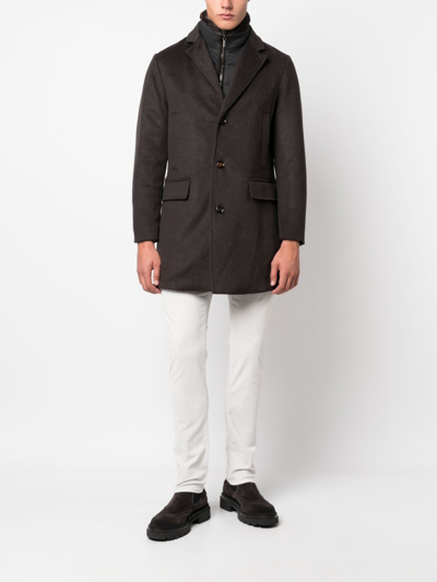 Moorer Single-breasted Notched Coat In Brown