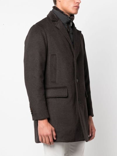 Shop Moorer Single-breasted Notched Coat In Brown