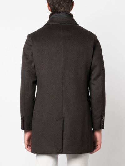 Shop Moorer Single-breasted Notched Coat In Brown