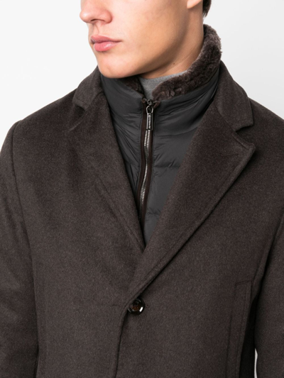 Shop Moorer Single-breasted Notched Coat In Brown